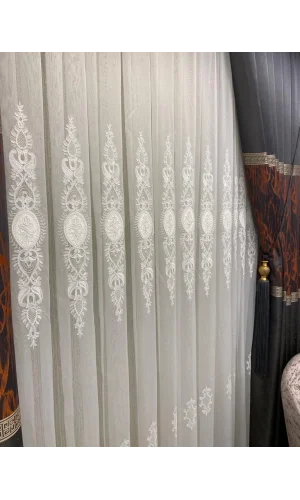 NIVEMESHOME TRAUMHAFT GESTICKTER 1/3 DICKER HAUFEN TÜLL VORHANG APM