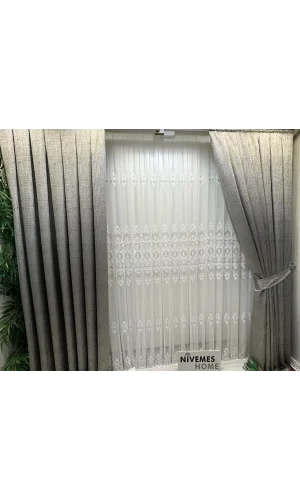 NIVEMESHOME HELEN PLATA DETALLE 1/3 TELA DE TUL PLISADA APN