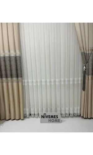 NİVEMESHOME HERCAİ HY019 SILVER 1/3 DENSELY PLEATED TULLE CURTAIN APM