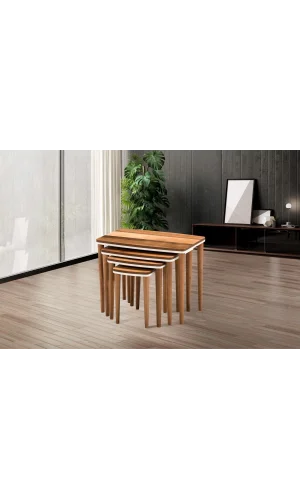 NİVEMESHOME HİLAL CEVİZ-KREM ZİGON SEHPA