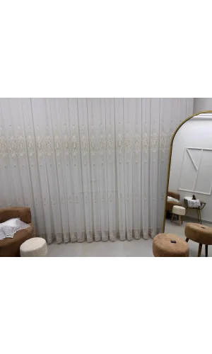 NİVEMESHOME HÜRREM GOLD DETAILED 1/3 THICK PLEATED TULLE CURTAIN APM