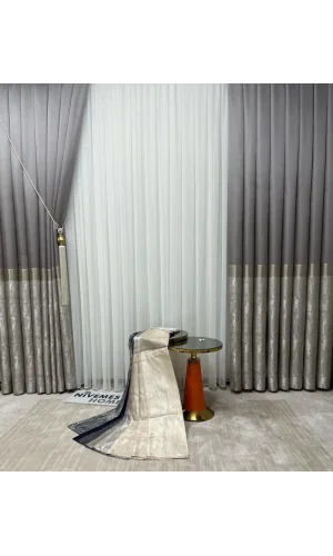 NİVEMESHOME İNCİ V-5431 1/3 SIK PİLE GRİ FON PERDE APM