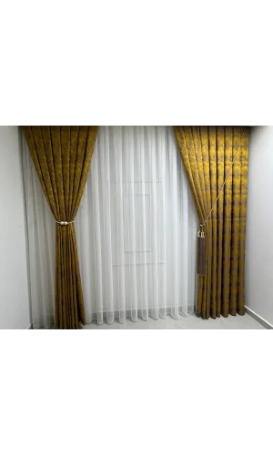 NİVEMESHOME ISTANBUL MUSTARD 1/3 THICK PLEATED CURTAIN BAM