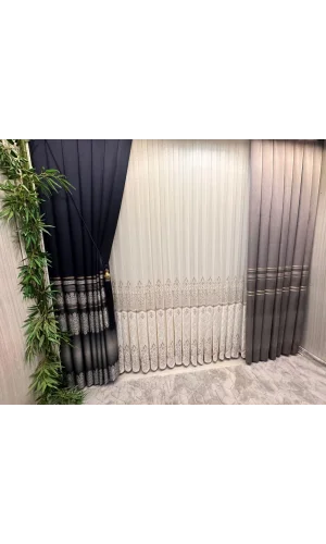 NİVEMESHOME KAMELYA TELA DE ALGODÓN VELVET DE CAÍDA 1/3 DENSAMENTE PLISADA CORTINA DE TUL APM