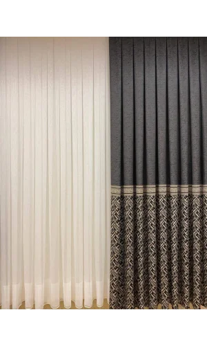 NİVEMESHOME KARE DESIGNS 1/3 DENSE PLEATED MODERN TÜL CURTAIN APM