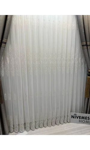 NİVEMESHOME KAREL GOLD DETAYLI 4529 1/3 SIK PİLELİ TÜL PERDE APM