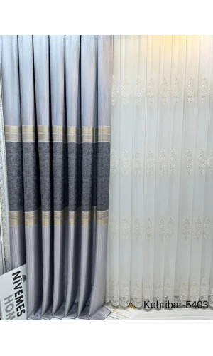 NİVEMESHOME KEHRİBAR FT614162 GRİ V-5403 PANO FON PERDE 1/3 SIK PİLELİ PERDE APM