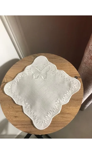 MARPOSAMO MARIPOSA BLANCO CUADRADO (6 UNIDADES) SERVILLETAS DE COCTEL DE LINO PARA CAFÉ CON AGUJEROS