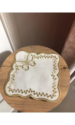 SERVILLETERO DE COCTEL DE LINO DORADO DE MARIPOSA NIVEMESHOME (CONJUNTO DE 6) PARA SERVIR AL LADO DEL CAFÉ