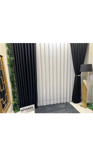NİVEMESHOME LINO 1/3 DENSO PLISADO CORTINA DE TUL DE NUEVA TEMPORADA APM