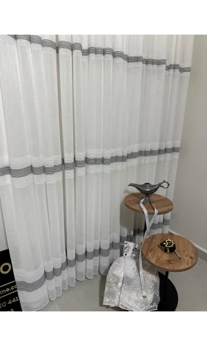 NİVEMESHOME LEINEN GESCHIRR-TULLE W011905.804 1/2,5 GEBÜRSTETER TÜLL VORHANG