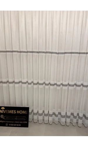 NİVEMESHOME LINO DE MAYA W011905.804 CORTINA DE TUL DE 1/3 PLEGADA APILADA