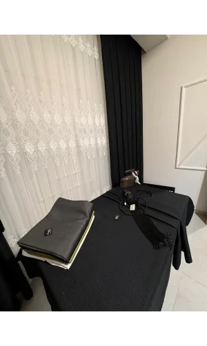 NİVEMESHOME KETEN TREND MASA ÖRTÜSÜ SİYAH  APM