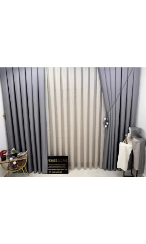 NİVEMESHOME LEINEN VOILE VIZONFARBE 1/3 DICHT GEFALTETER TÜLL VORHANG APM