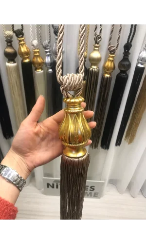 NİVEMESHOME CREAM FRINGED CEILING DRAPERY BRACKET