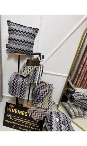 NİVEMESHOME DUNKELBLAU GRAU KISSENHÜLLE 45X45