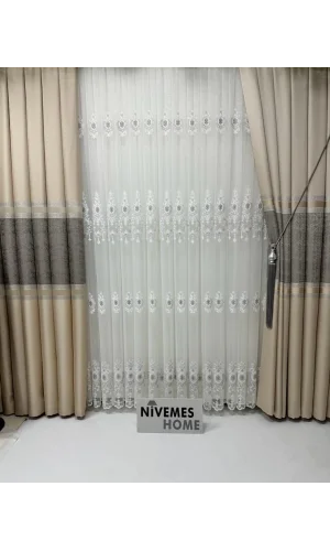 NİVEMESHOME LİBRA 1/3 SIK PİLELİ TÜL PERDE APM