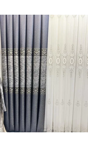 NİVEMESHOME LİKYA FT632120 V-502 AZUL 1/3 CORTINA DE TELA GRUESA CON PLIEGUES APM