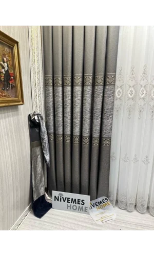 NİVEMESHOME LİKYA FT632120 V-5302 TIERRA 1/3 DENSAMENTE PLISADA CORTINA DE FONDO APM