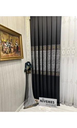 NİVEMESHOME LİKYA FT632120 V-902 NEGRO 1/3 PLISADO APRETADO CORTINA