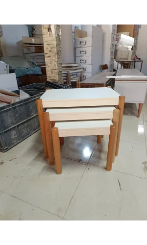 NİVEMESHOME LİZA KREM-CEVİZ ZİGON SEHPA