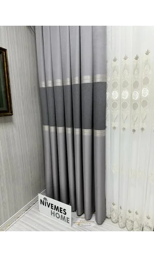 NİVEMESHOME MANAVGAT GRİ FT632113 V-5401 1/3 SIK PİLELİ FON PERDE APM