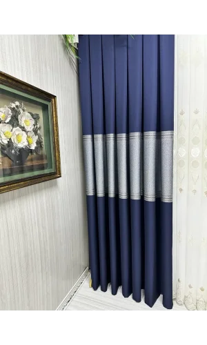 NİVEMESHOME MANAVGAT AZUL MARINO FT632113 V-507 1/3 TELA CON PLIEGUES DENSOS CORTINA FON APM