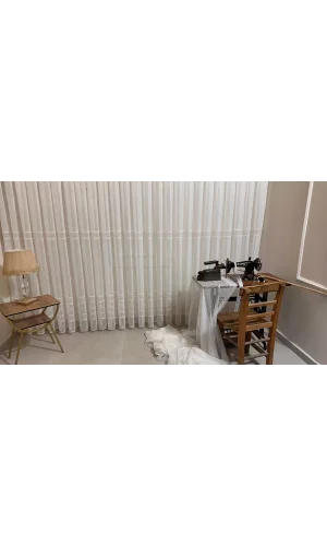 NİVEMESHOME MEVRA GOLD STRIPED 1/3 HIGH-DENSITY TUFTED TULLE CURTAIN APM