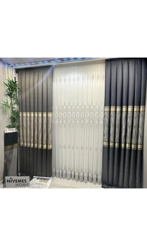 NİVEMESHOME MILANO 4014 DETALLE DE PLATA 1/3 DE CORTINA DE TUL PLISADA APG