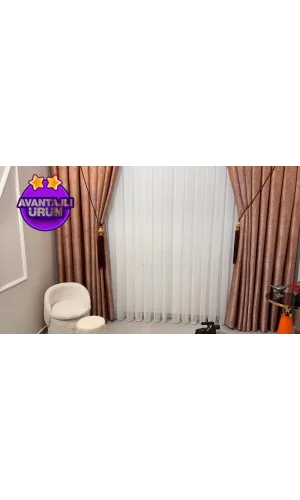 NİVEMESHOME MIZRAKLI FIR0914 AR03102 1/3 SIK PİLELİ BEYAZ TÜL PERDE APM