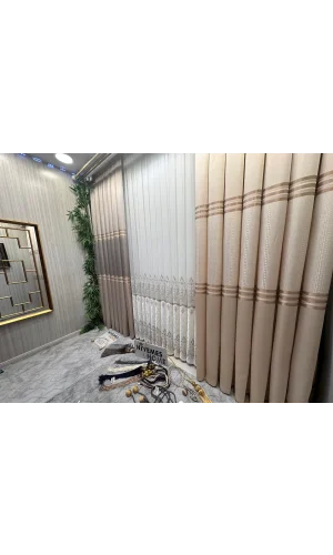 NİVEMESHOME MIZRAKLI FT632256 V-101 KREM 1/3 SIK PİLE FON PERDE APM