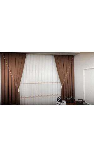 NİVEMESHOME MODERN KAFFEEVERLAUF 1/3 DICKFALTEX TÜLLVORHANG APM