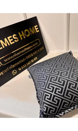 NİVEMESHOME MONET ZİGZAG ELYAF DOLGULU KIRLENT ANTRASİT-GRİ 45 X 45