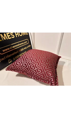 NİVEMESHOME MONET ZİGZAG PILLOW COVER BURGUNDY-GRAY 45 X 45