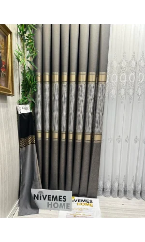 NİVEMESHOME MOZAİK FT614163 V-2503 TIERRA 1/3 TELA ESPESA CORTINA DE FORRO APM