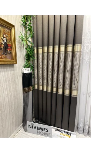NİVEMESHOME MOSAICO FT614163 V-5302 ANTRACITA 1/3 TELA DE CORTINA DE FONDO APILADA