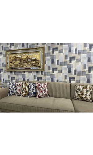 NIVEMESHOME MOSAICO BLU-BIANCO (45X45) FODERA PER CUSCINO RIPIENO