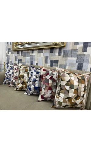 NİVEMESHOME MOZAİK GREEN-BROWN (45X45) FILLED PILLOW COVER