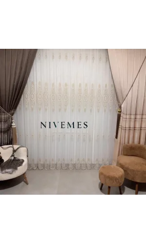 NIVEMESHOME GLÜCKLICHE STERNZEICHEN-DESIGN 1650 1/3 DICKES FALTIGES VOILE-VORHANG APM