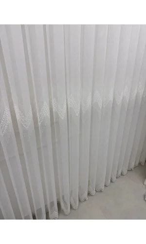 NİVEMESHOME NATÜRLICHE NEUES MODELL 1/3 DICHTEN GEKRÄUSELTEN TÜLL VORHANG APM