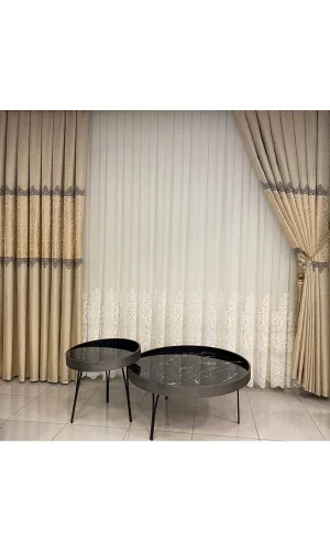 NİVEMESHOME NİS ALLIANZ PANO-HINTERGRUNGVORHANG CREME BEIGE 1/3 DICHTER GEPLETTERTER VORHANG