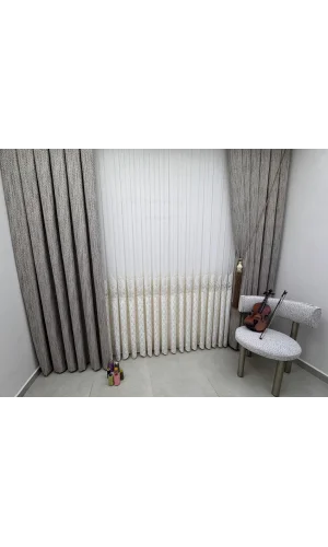 NİVEMESHOME NOVA GOLD DETAYLI  1/3  PİLELİ TÜL PERDE APM