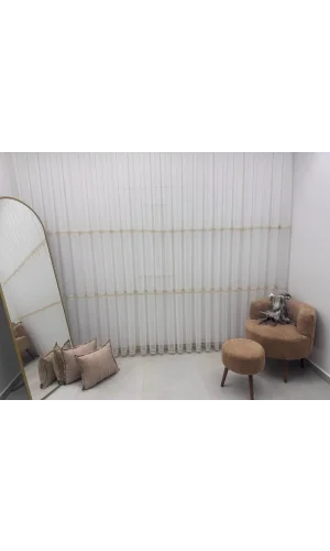 NIVEMESHOME OLIVIA 2025 GOLD DETAILED 1/3 THICK PLEATED CURTAIN APM