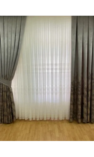 NİVEMESHOME MITTE GÜRTELFÖRMIGE GEFÜTTERTE STRICK 1/3 DICKER HAUFEN VOILE VORHANG APM