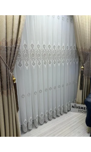 NİVEMESHOME OSNAY MOTİVTELOŞ 1/3 DİCHT GEFALTETER TÜLLGARDINE APM