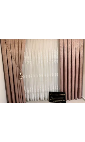 NİVEMESHOME PERA V-1001 YAVRUAĞZI 1/3 SIK PİLELİ FON PERDE APM