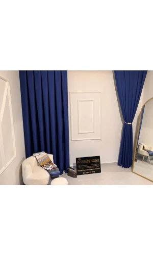 NİVEMESHOME ROMA 18542-D K.İNDİGO LEINEN 1/3 DICHT GESTAPELTE FOND-VORHANG APM