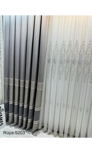 NİVEMESHOME RÜYA FT671477 СЕРЫЙ V-5203 1/3 ЭЛЕГАНТНЫЕ ФОНОВЫЕ ШТОРЫ АПМ