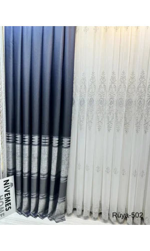 NİVEMESHOME РЮЯ FT671477 ТЕМНО-СИНИЙ V-502 1/3 ПЛОТНО ПЛИССИРОВАННЫЕ ЗАНАВЕСКИ APM