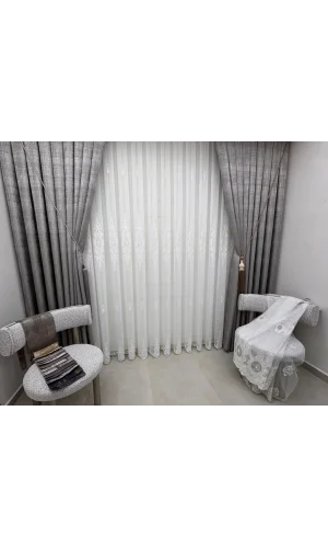 NIVEMESHOME SAFIR TERCIOPELO ORO 1/3 TÜL PERDE